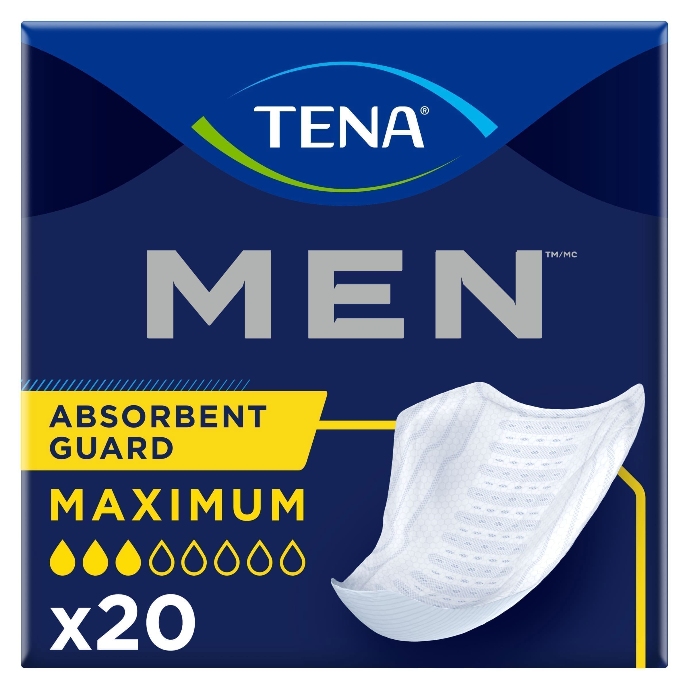 TENA Men Maximum Guard Incontinence Pad for Men, Maximum Absorbency,