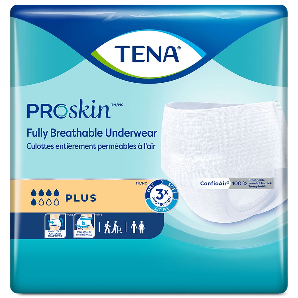 TENA ProSkin Plus Protective Underwear, Unisex Adult Absorbent Underwear , Pull On with Tear Away Seams, Disposable, Moderate Absorbency