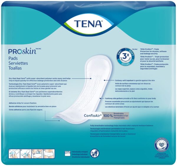 TENA ProSkin Heavy Long Bladder Leakage Pad for Women, Heavy Absorbency, Long Length