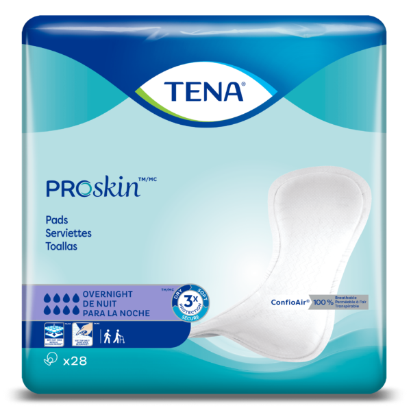 TENA ProSkin Overnight Bladder Leakage Pad for Women, Heavy Absorbency