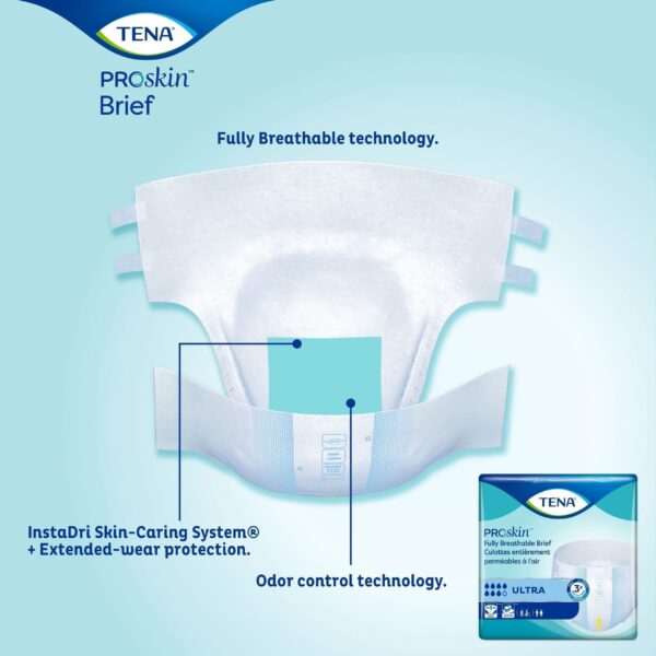 TENA ProSkin Ultra Incontinence Brief, Heavy Absorbency, Unisex, Large