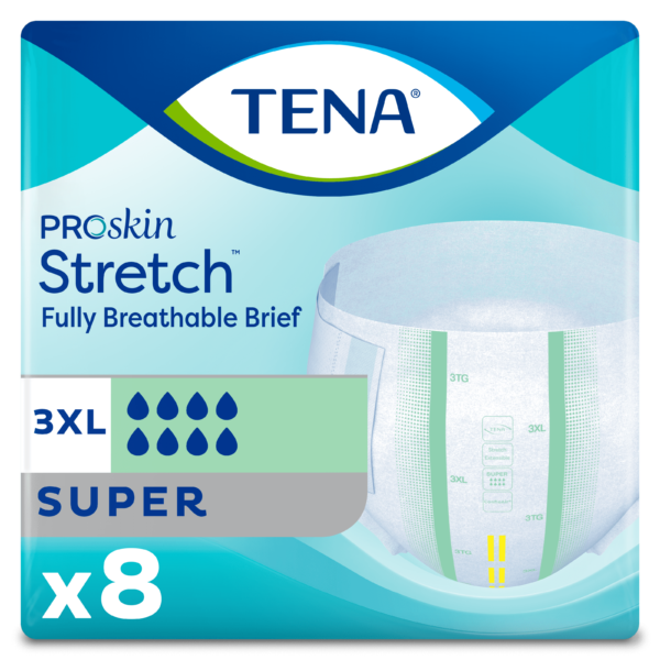 TENA ProSkin Stretch Super Bariatric Incontinence Brief, Heavy Absorbency, Unisex, 3X-Large