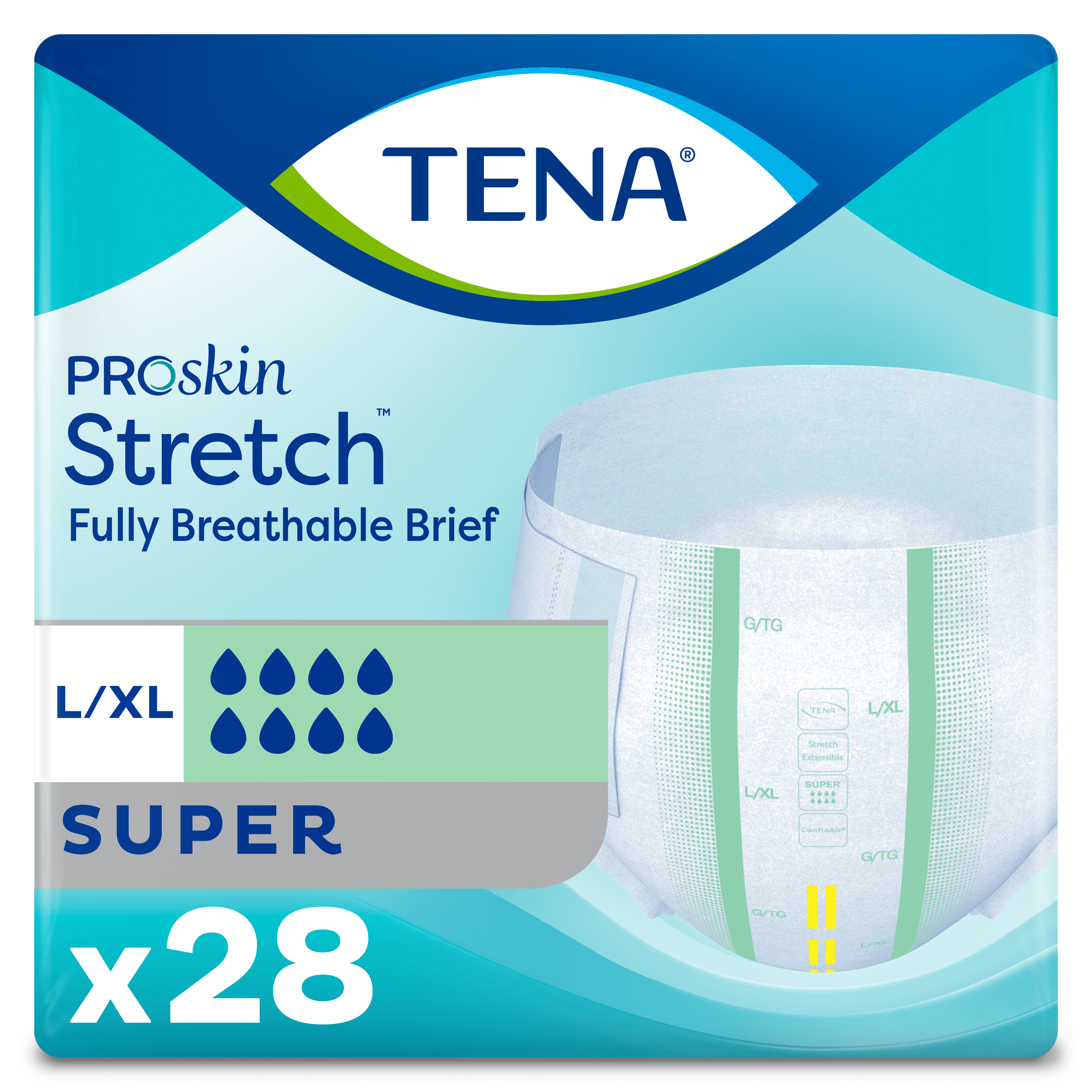 TENA ProSkin Stretch Super Briefs | Fully Breathable, Unisex, Large/X-Large