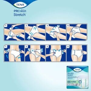 TENA ProSkin Stretch Super Incontinence Brief, Heavy Absorbency, Unisex, Medium/Regular