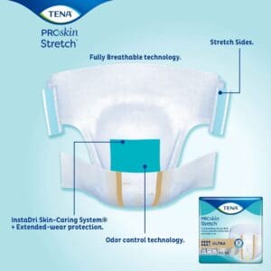 TENA ProSkin Stretch Ultra Incontinence Brief, Heavy Absorbency, Unisex, 2X-Large