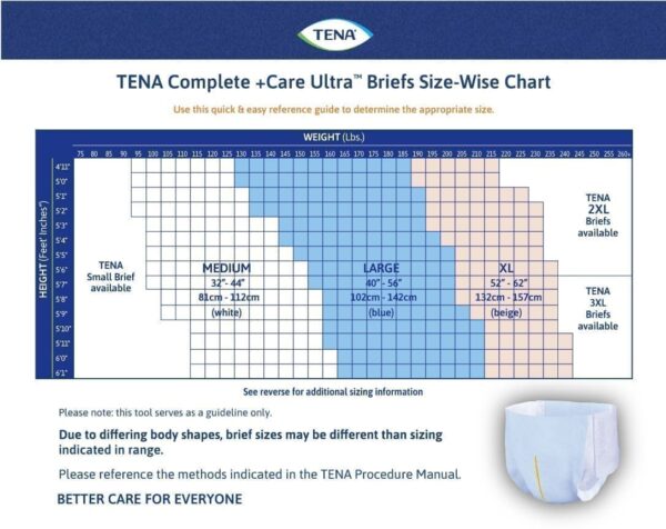 TENA Complete + Care Ultra Incontinence Brief, Moderate Absorbency, Unisex, Medium