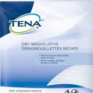 Image of TENA Dry Washcloths, Disposable, White, 10.25" x 13" Inch
